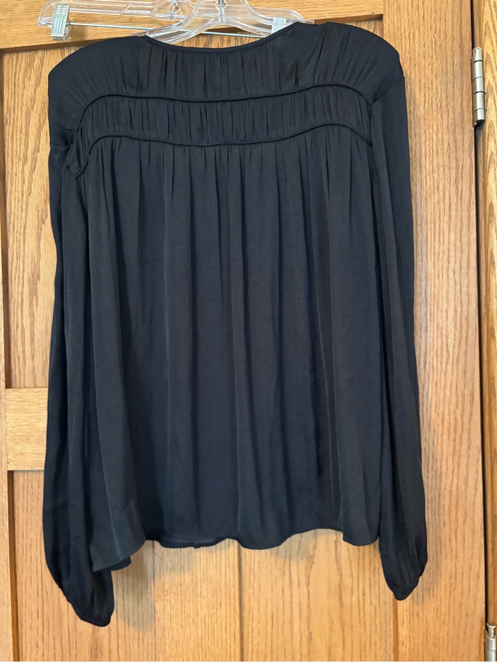 Liverpool Black V-Neck Pleated Long-Sleeve Blouse - Picture 3 of 8